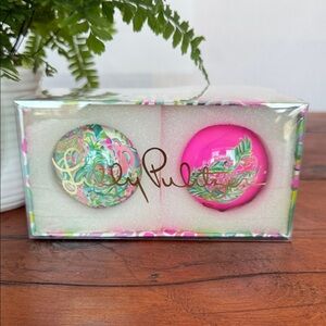 Lilly Pulitzer Pink and Green Ornament Duo